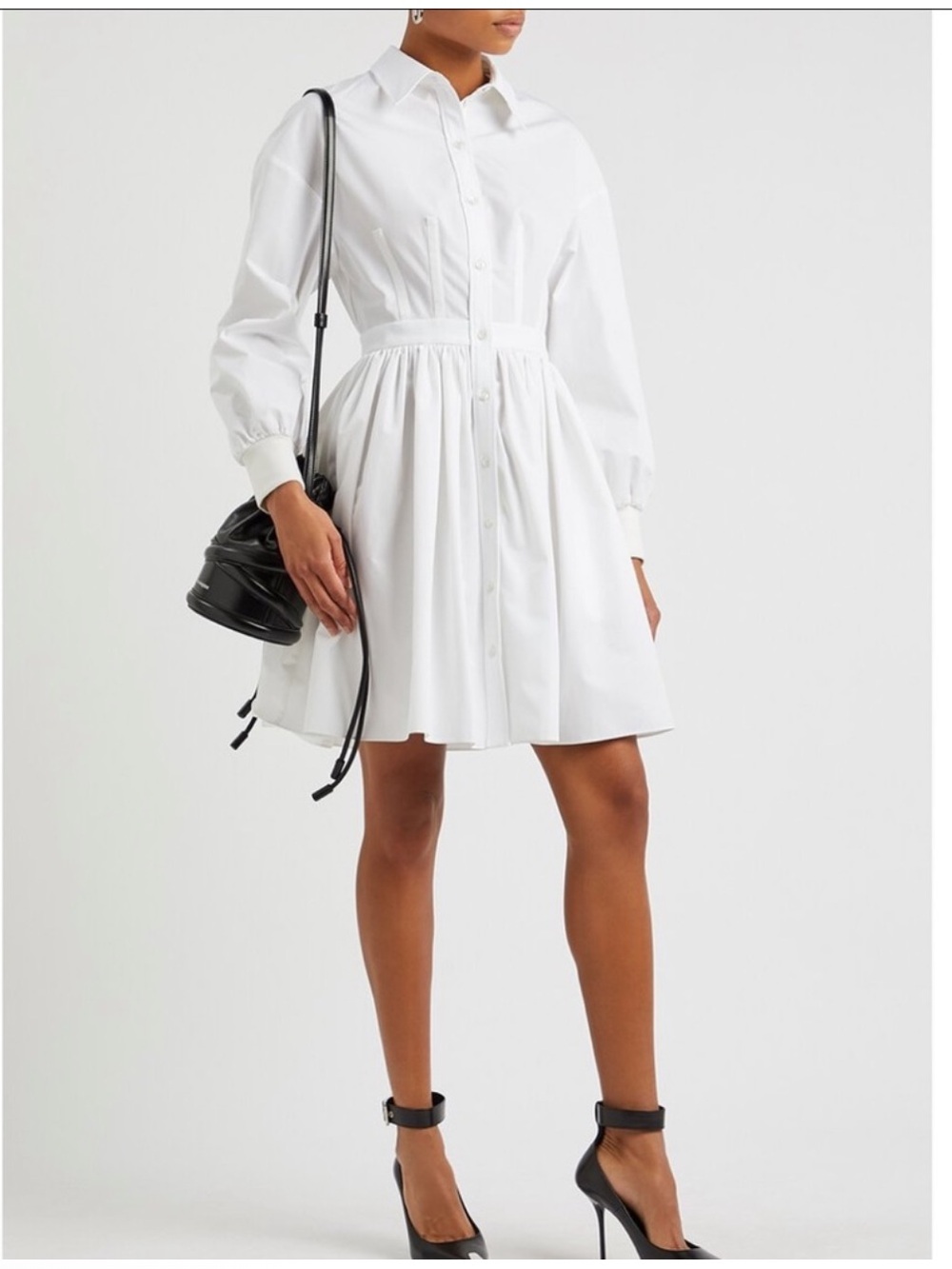 Alexander McQueen New Cotton White Shirt Dress. Size US 4